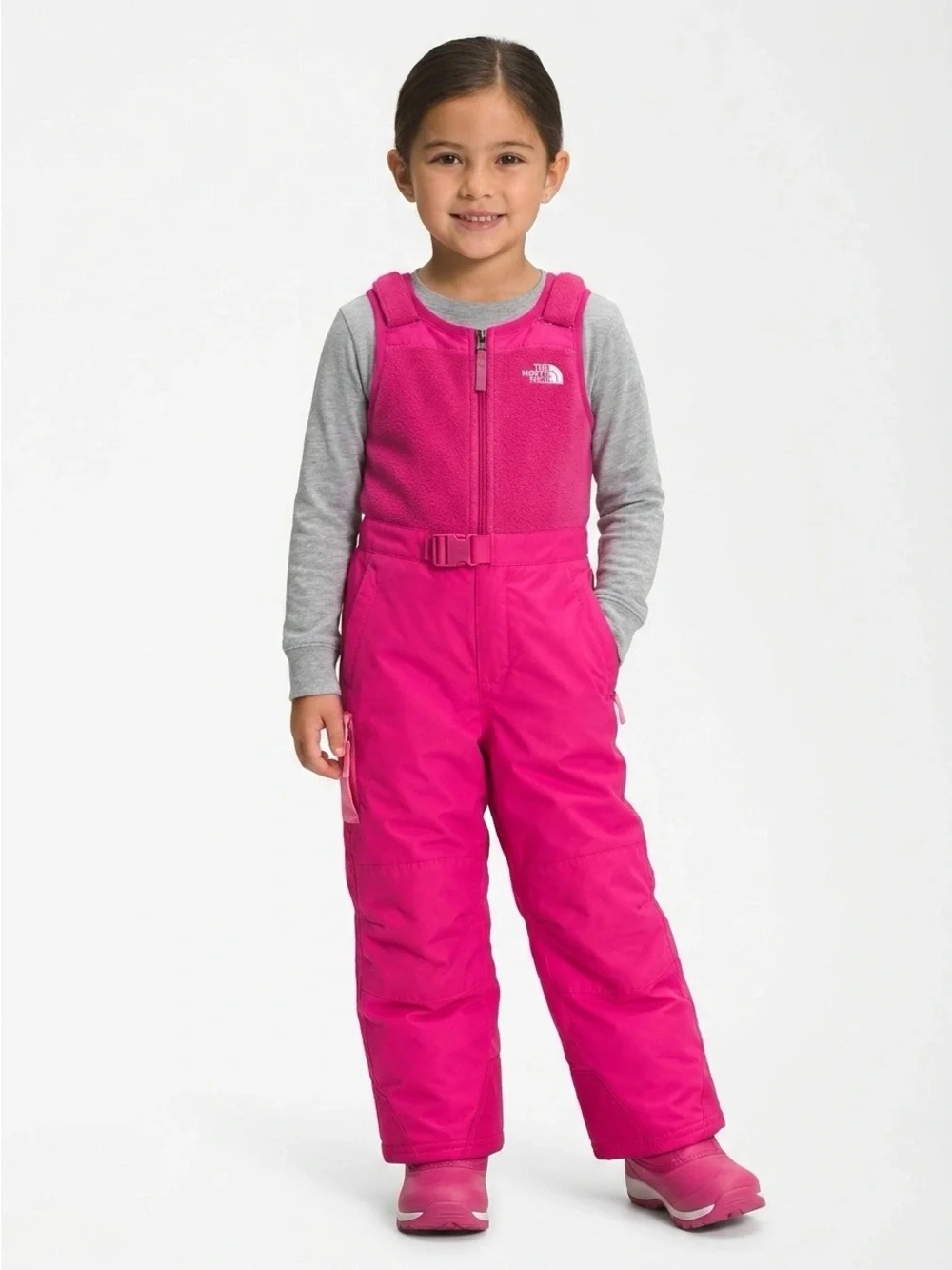 The North Face Toddler Freedom Insulated Fleece Snow Bib Pink 4T EZ Grow